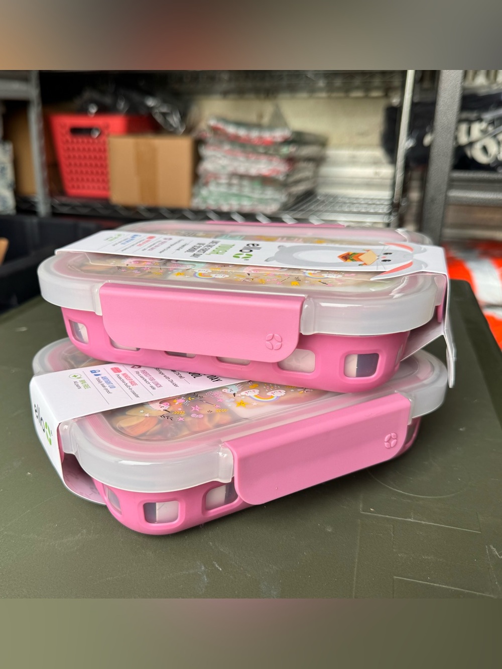 Set of Two NWT Pink Stackable Food Storage Containers - Durable Snap-Lock Set